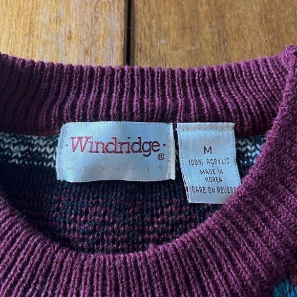 Vintage 1980s Crew Neck Geometric Ugly Christmas Sweater Preppy Sz M - Picture 2 of 6